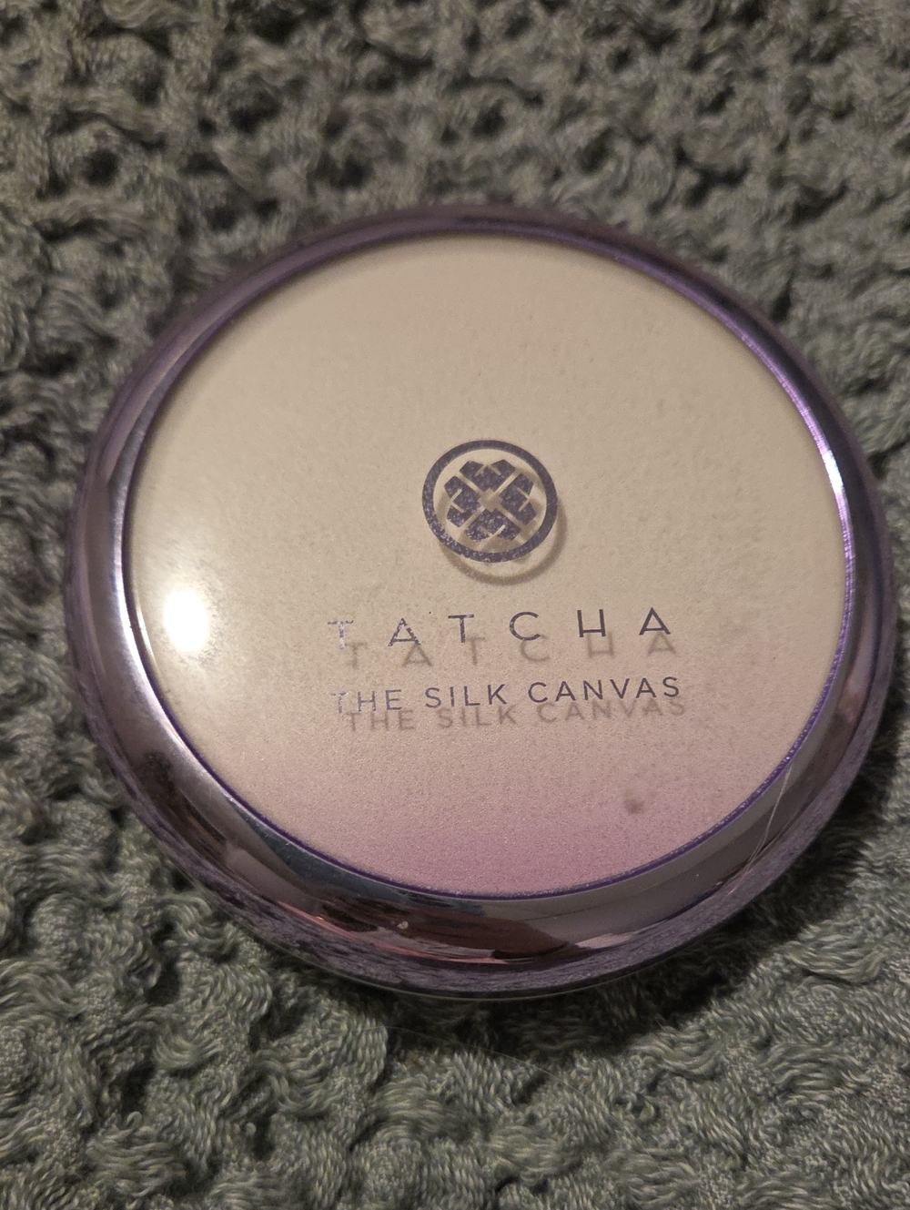 Tatcha The Silk Canvas Powder Compact - Light Beige with Metallic Purple Rim
